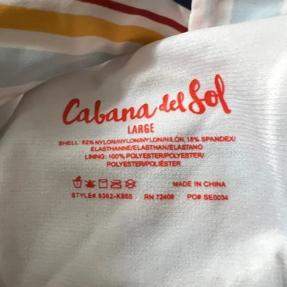 Cabana Del Sol Swimsuit Stripe Bikini Size L NWOT